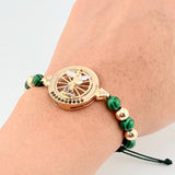 Pulsera Tejida San Miguel Arcángel Dos Oros Amarillo Blanco 18K