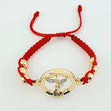 Pulsera Tejida San Miguel Arcángel Dos Oros Amarillo Blanco 18K