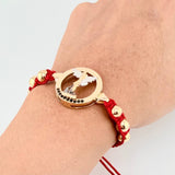 Pulsera Tejida San Miguel Arcángel Dos Oros Amarillo Blanco 18K