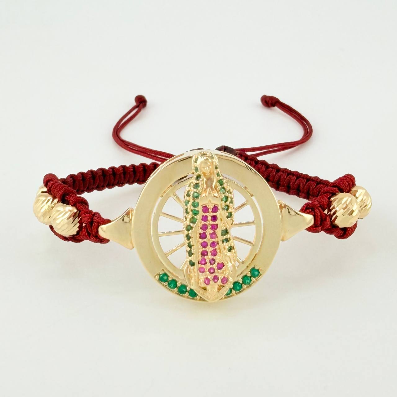 Pulsera Tejida Virgen de Guadalupe Oro Amarillo 18K