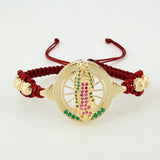 Pulsera Tejida Virgen de Guadalupe Oro Amarillo 18K