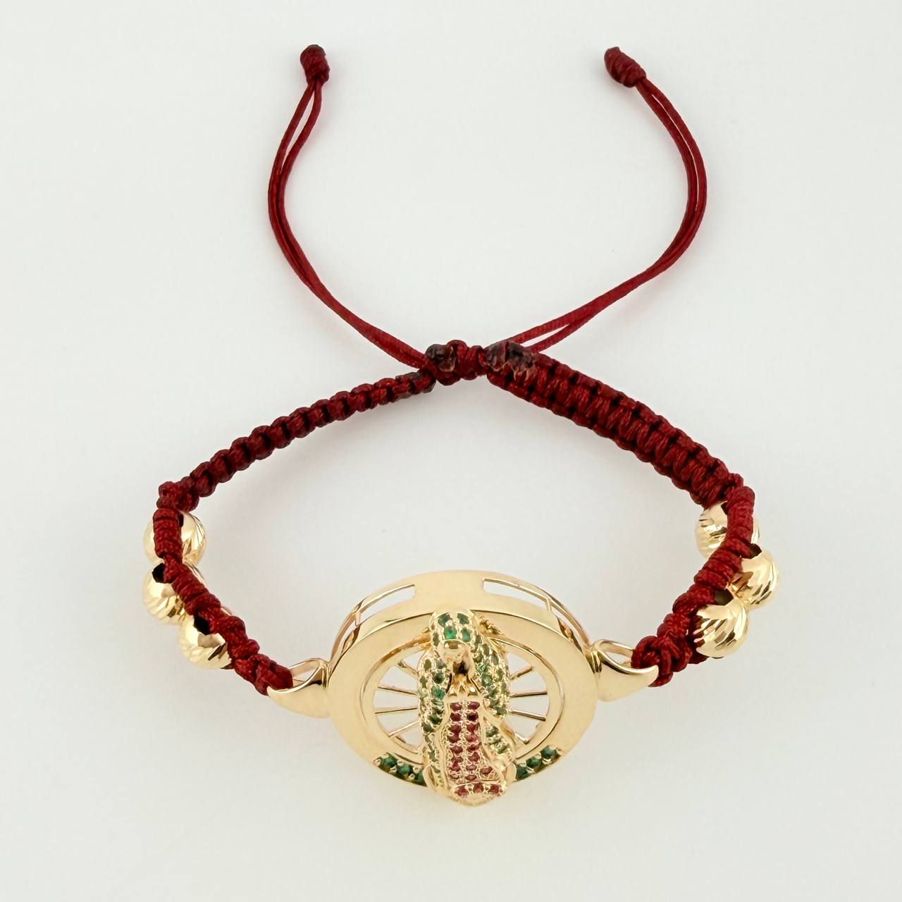 Pulsera Tejida Virgen de Guadalupe Oro Amarillo 18K