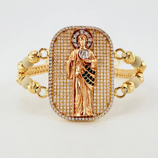 Pulsera Tejida San Judas Tres Oros 18K