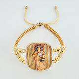 Pulsera Tejida San Judas Tres Oros 18K