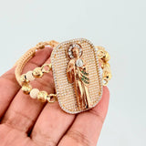Pulsera Tejida San Judas Tres Oros 18K