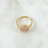 Anillo Halo Tupido 3.75gr / T6 1/2 / Circones Blancos Rosado Oro Amarillo 18K
