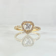 Anillo Halo Corazon 2.05gr / T7 / Circones Blancos Oro Amarillo 18K