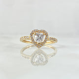 Anillo Halo Corazon 2gr / T6 3/4 / Circones Blancos Oro Amarillo 18K