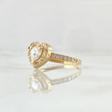 Anillo Halo Corazon 2.05gr / T7 / Circones Blancos Oro Amarillo 18K