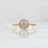Anillo Halo  2gr / T7 3/4 / Circones Blancos Oro Amarillo 18K