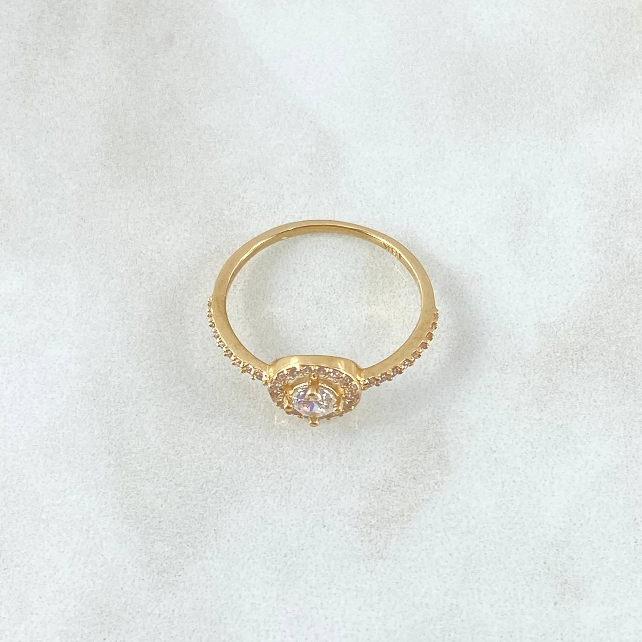 Anillo Halo  2gr / T7 3/4 / Circones Blancos Oro Amarillo 18K