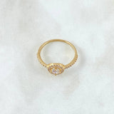 Anillo Halo  2gr / T7 3/4 / Circones Blancos Oro Amarillo 18K