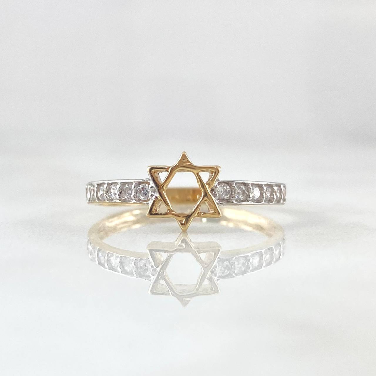 Anillo Estrella De David 1.5gr / T7 1/4 / Circones Blancos Dos Oros Amarillo Blanco 18K