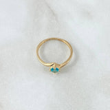 Anillo Solitario 1.2gr / T5 3/4 / Circon Azul Celeste Oro Amarillo 18K