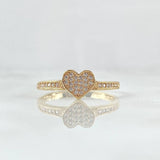 Anillo Corazon Tupido 2.25gr / T8 3/4 / Circones Blancos Oro Amarillo 18K