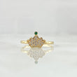 Anillo Corona 1.35gr / T5 / Circones Blancos Verdes Oro Amarillo 18K