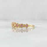 Anillo Rombos Intercalados 2.25gr / T8 / Circones Rosados Oro Amarillo 18K