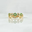 Anillo Flores 2.7gr / T7 1/4 / Circones Blancos Verdes Oro Amarillo 18K