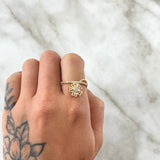 Anillo Flor Fugaz 2.95gr / T7 1/2 / Circones Blancos Rosados Oro Amarillo 18K