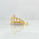Anillo Corona 15s 3.65gr / T8 1/2 / Circones Blancos Oro Amarillo 18K