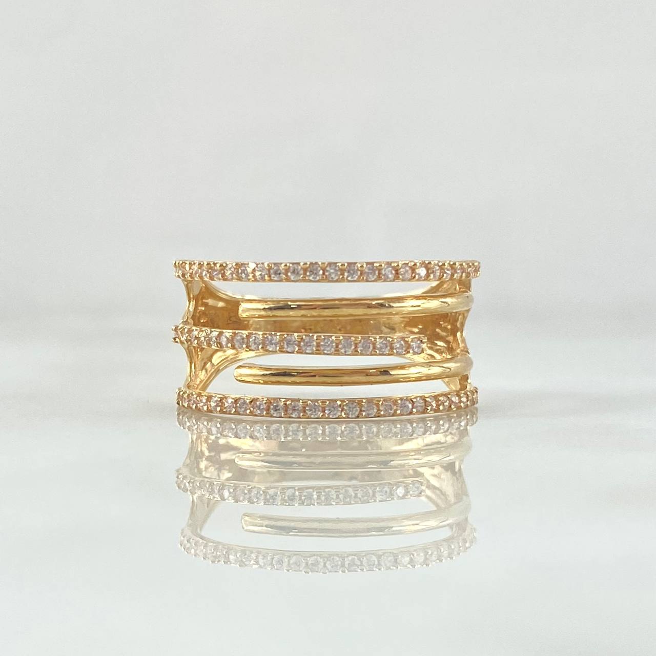 Anillo Garras Abrazadas 3gr / T7 3/4 / Circones Blancos Oro Amarillo 18K