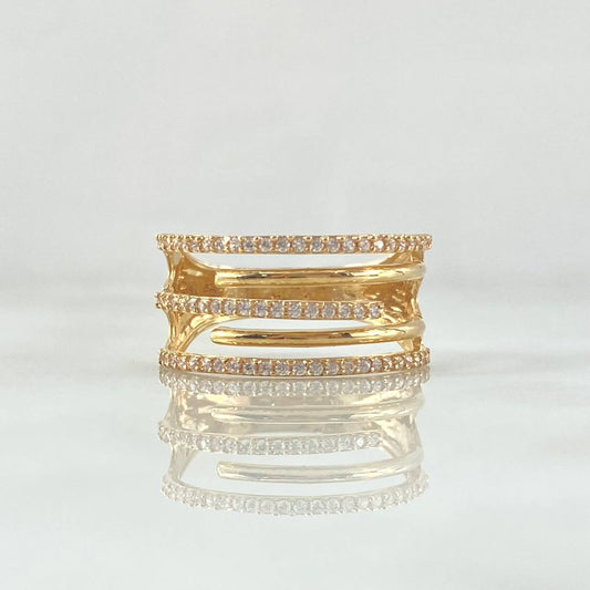 Anillo Garras Abrazadas 3gr / T7 3/4 / Circones Blancos Oro Amarillo 18K