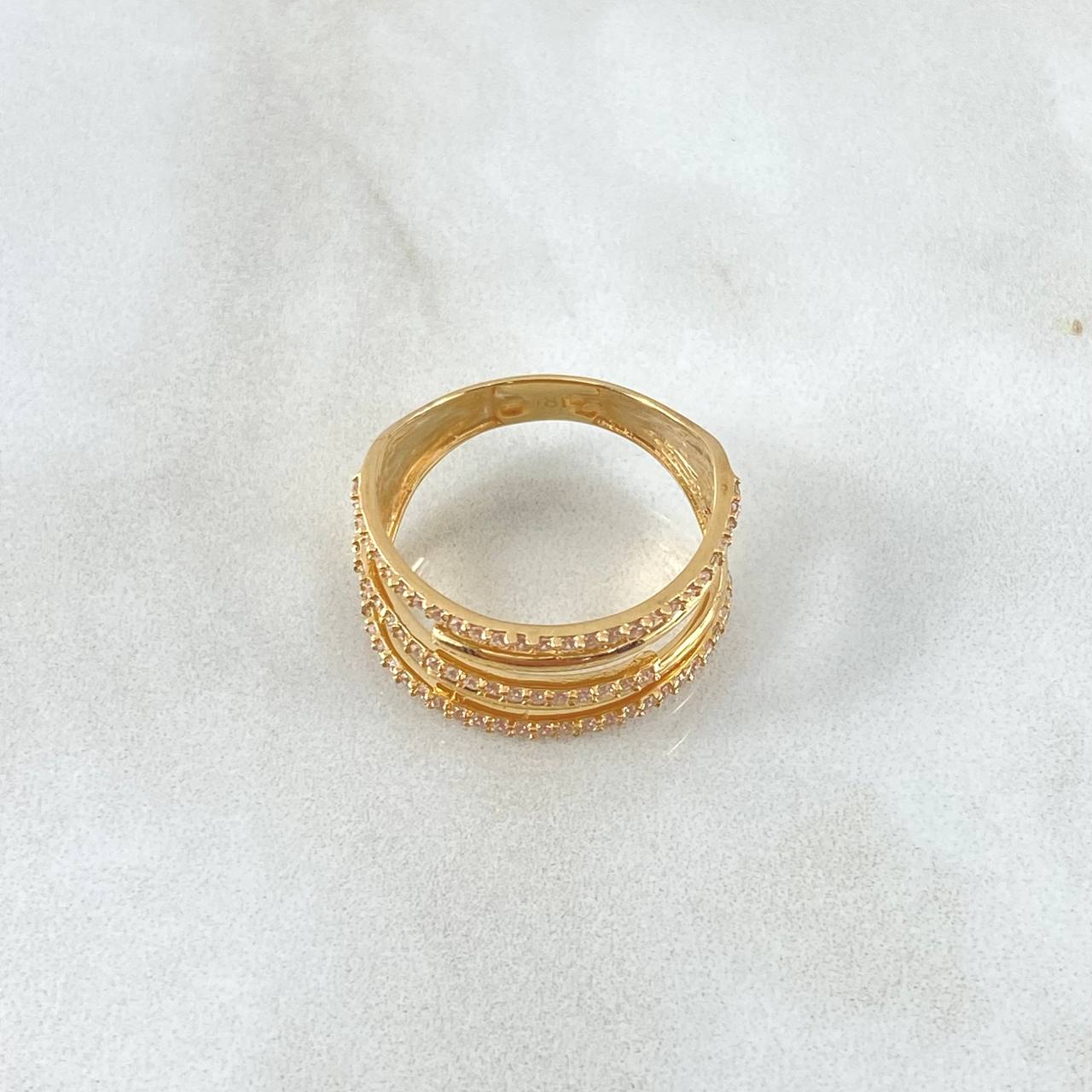 Anillo Garras Abrazadas 3gr / T7 3/4 / Circones Blancos Oro Amarillo 18K