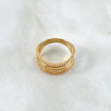 Anillo Garras Abrazadas 3gr / T7 3/4 / Circones Blancos Oro Amarillo 18K