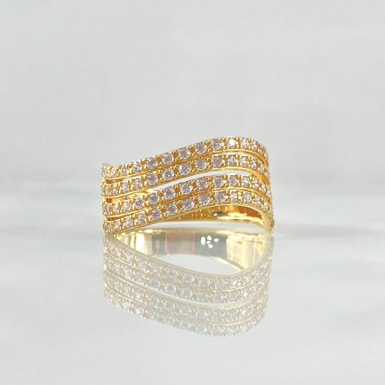 Anillo Churumbela Curva 3.75gr / T6 1/2 / Circones Blancos Oro Amarillo 18K