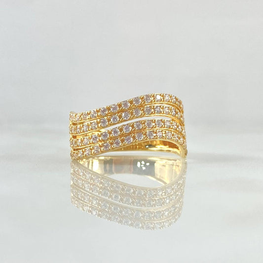 Anillo Churumbela Curva 3.75gr / T6 1/2 / Circones Blancos Oro Amarillo 18K