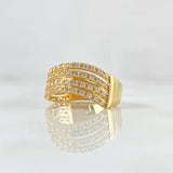 Anillo Churumbela Curva 3.75gr / T6 1/2 / Circones Blancos Oro Amarillo 18K