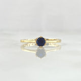 Anillo Solitario Corona 1.8gr / T6 / Azul Rey Oro Amarillo 18K