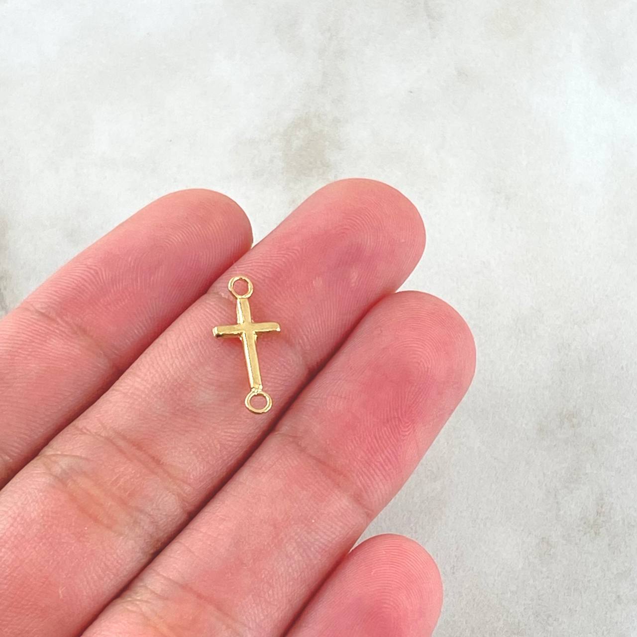 Herraje Cruz 0.2gr / 1.7cm-Lisa Oro Amarillo 18K *