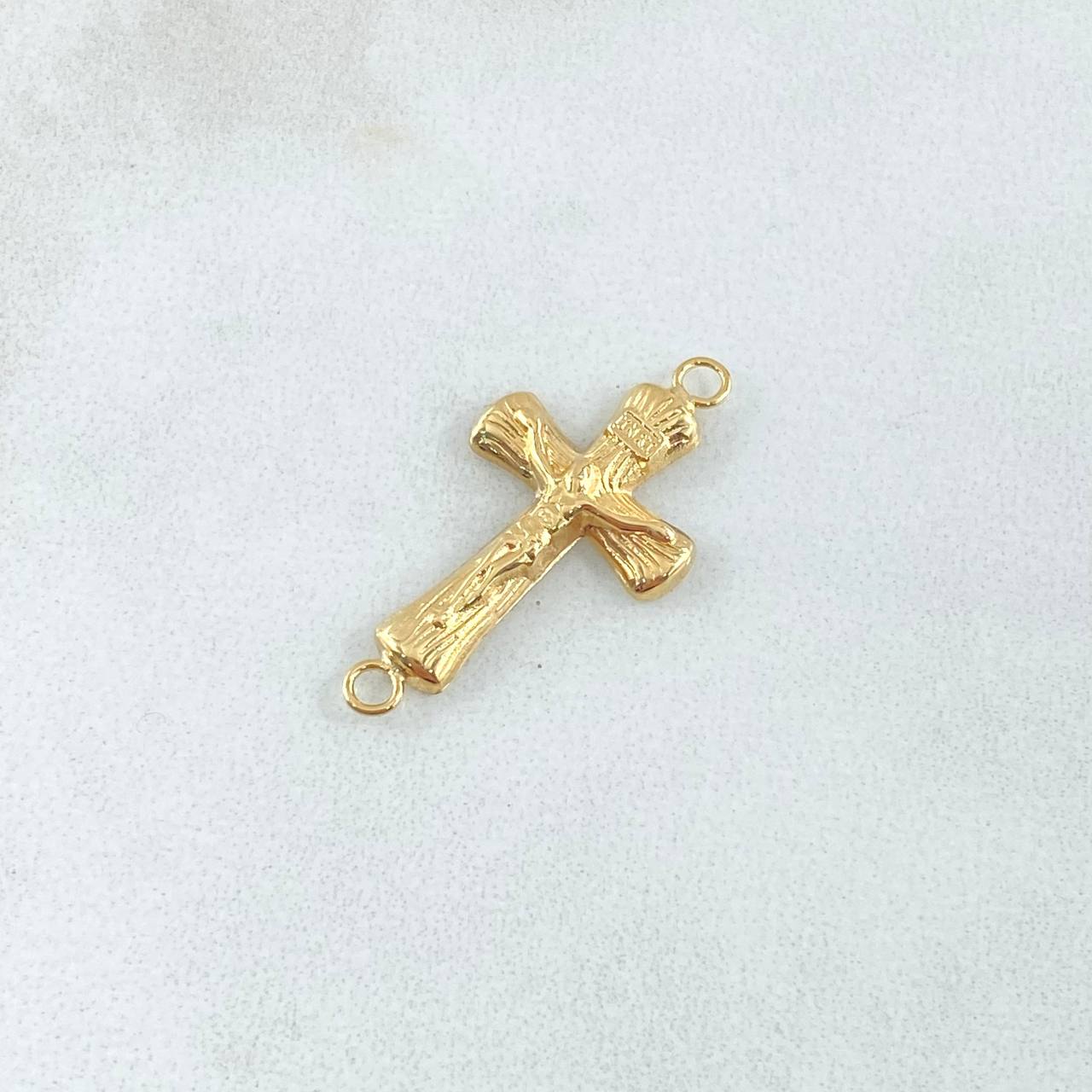 Herraje Cruz Cristo 0.7gr / 2.5cm / Texturizado Oro Amarillo 18K