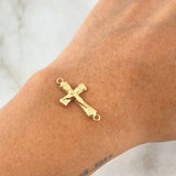 Herraje Cruz Cristo 0.7gr / 2.5cm / Texturizado Oro Amarillo 18K