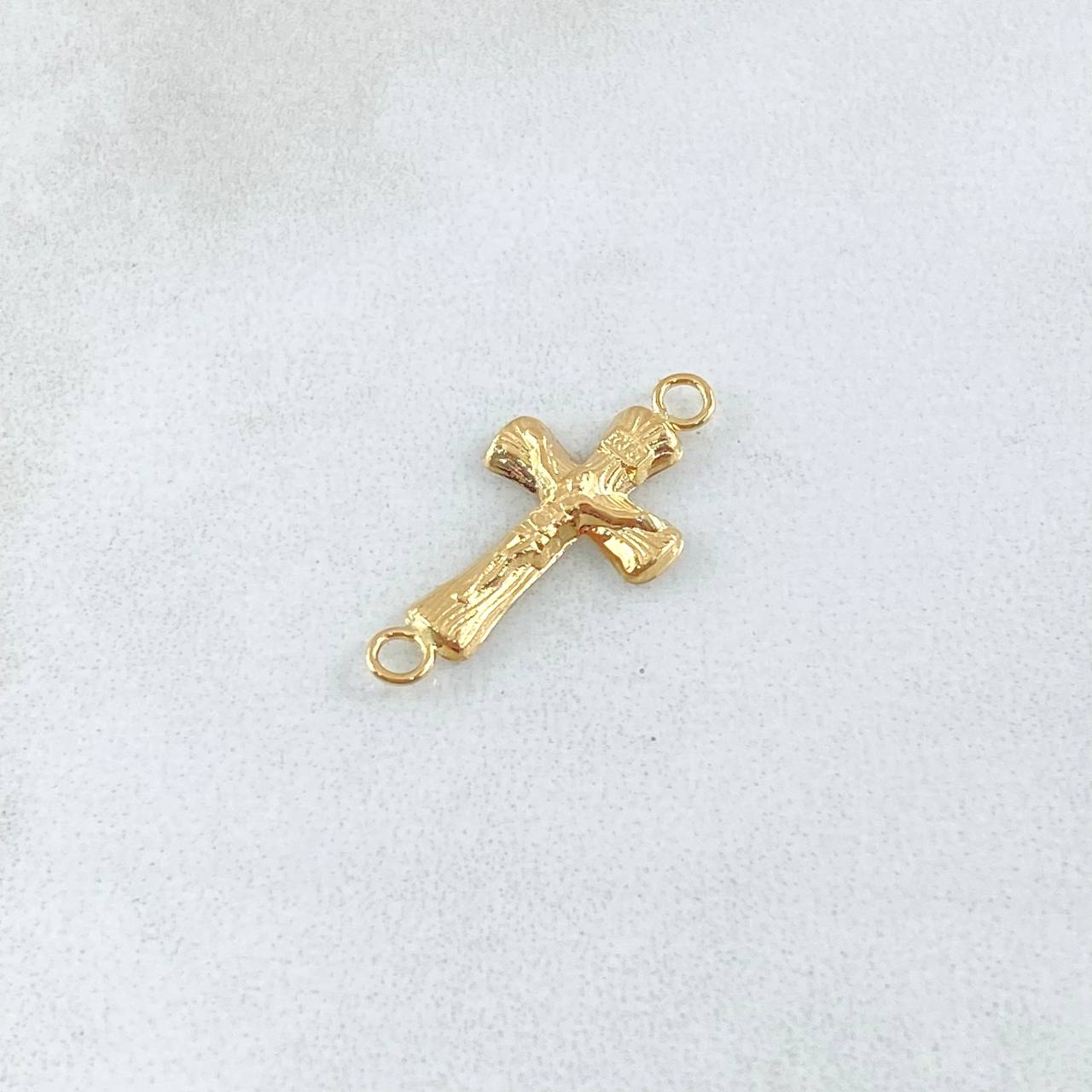 Herraje Cruz Cristo 0.45gr / 2.1cm / Texturizado Oro Amarillo 18K ©