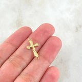 Herraje Cruz Cristo 0.45gr / 2.1cm / Texturizado Oro Amarillo 18K ©