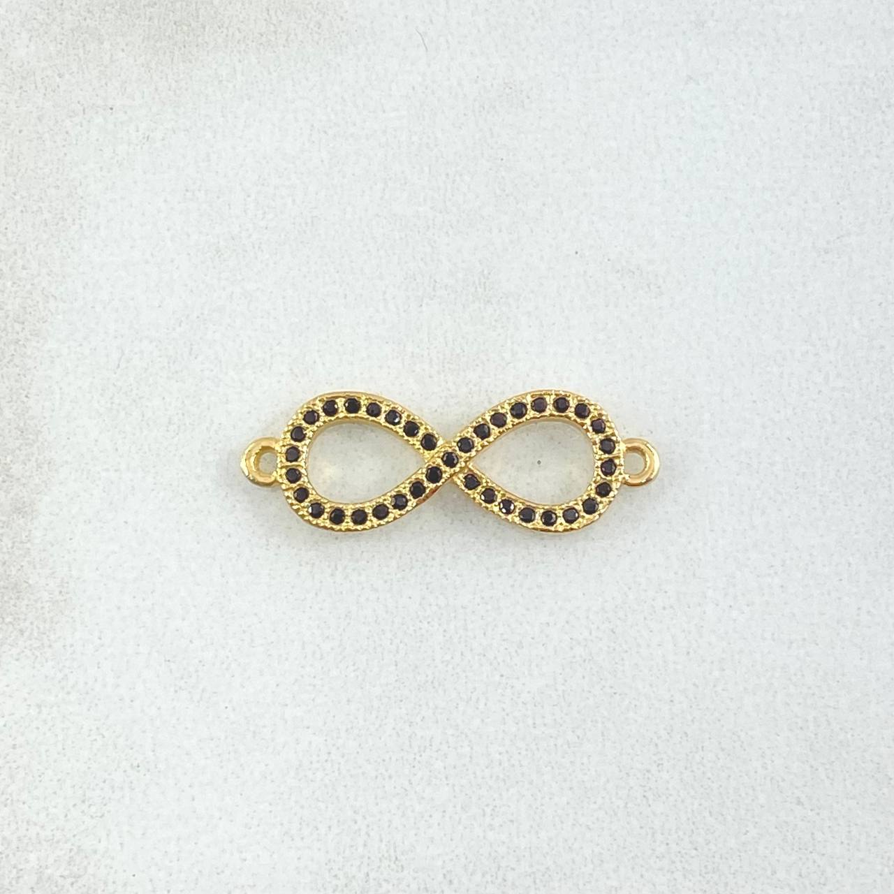 Herraje Infinito 1.2gr / 2.3cm / Circones Negros Oro Amarillo 18K
