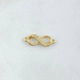 Herraje Infinito 0.8gr / 1.8cm / Circones Blancos Oro Amarillo 18K