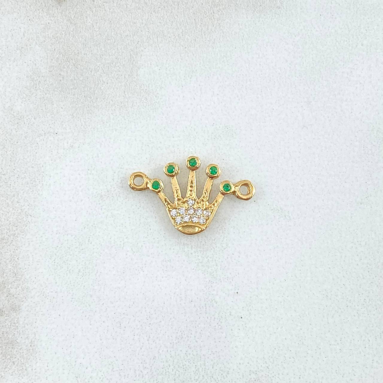 Herraje Corona RX 0.75gr / 1.7cm / Circones Bancos Verdes Oro Amarillo 18K ©