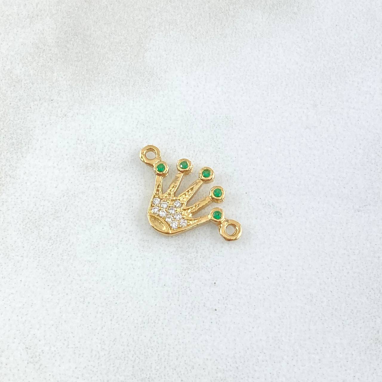 Herraje Corona RX 0.75gr / 1.7cm / Circones Bancos Verdes Oro Amarillo 18K ©