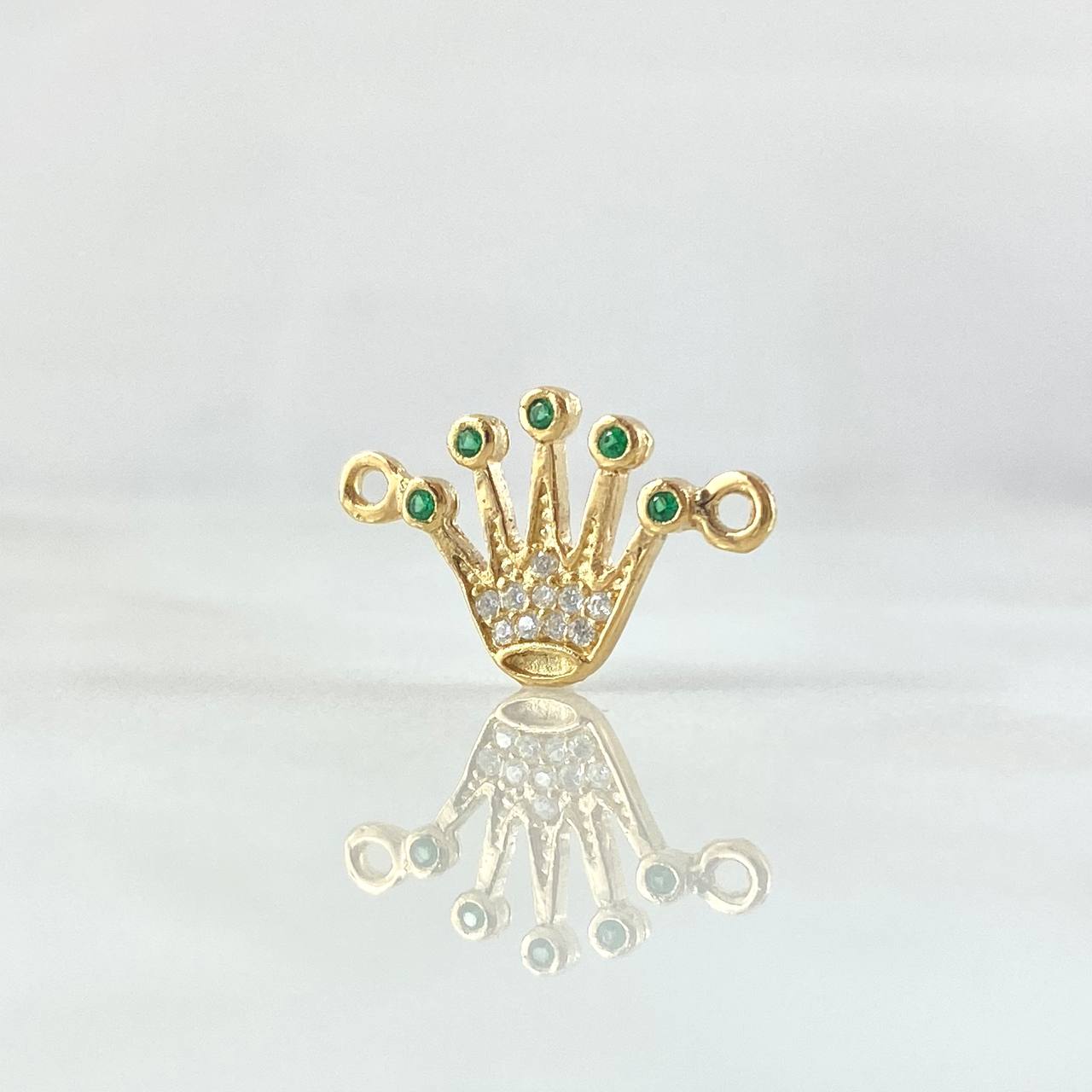 Herraje Corona RX 0.75gr / 1.7cm / Circones Bancos Verdes Oro Amarillo 18K ©