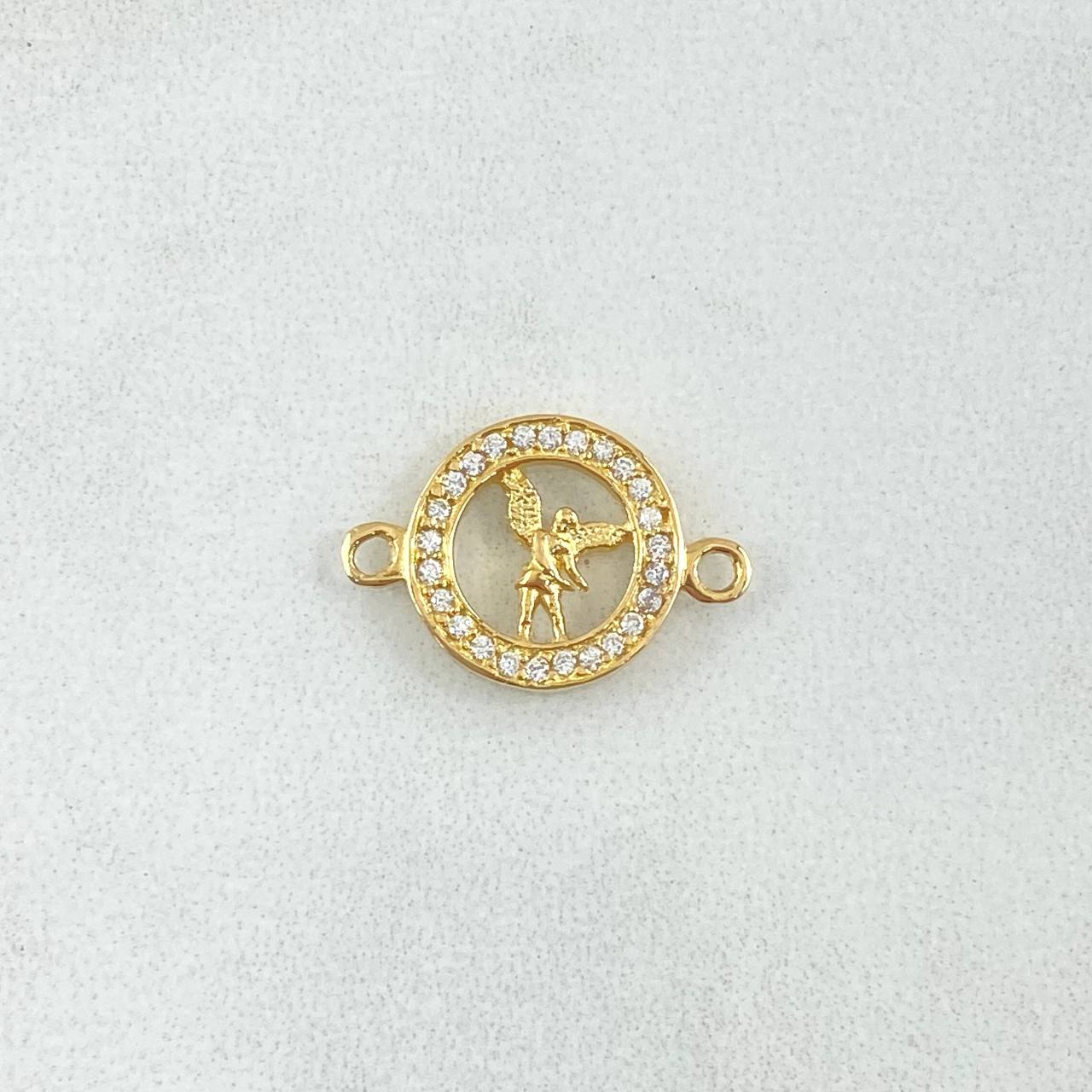 Herraje San Miguel Arcangel 1gr / 1.7cm / Circones Blancos Oro Amarillo 18K ©