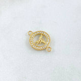 Herraje San Miguel Arcangel 1.05gr / 1.7cm / Circones Blancos Oro Amarillo 18K