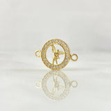 Herraje San Miguel Arcangel 1.05gr / 1.7cm / Circones Blancos Oro Amarillo 18K