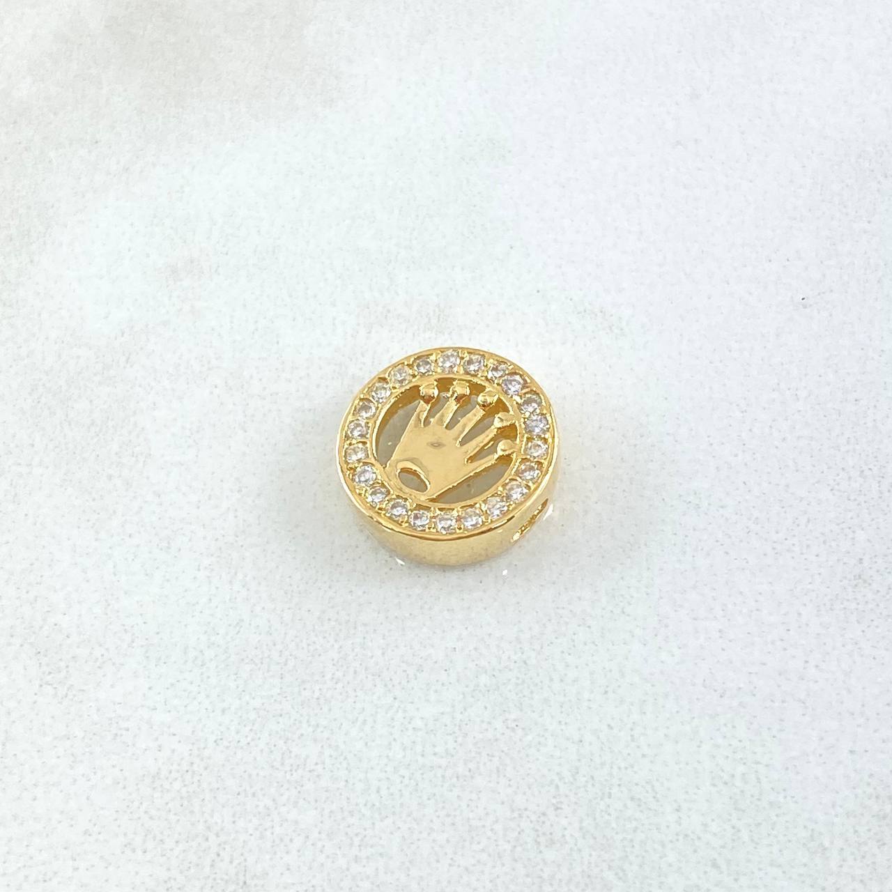 Herraje Corona RX 1.8gr / 1.1cm / Tambor Circones Blancos Oro Amarillo 18K