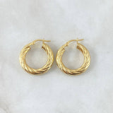 Candongas Mary  3.8gr / 2.4cm  Entorchadas  Oro Amarillo 18K