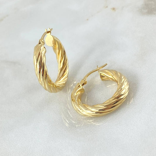 Candongas Mary  3.8gr / 2.4cm  Entorchadas  Oro Amarillo 18K