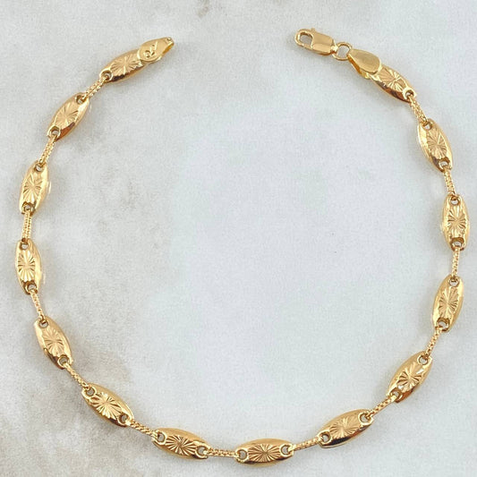 Pulso Rustico Ovalo Diamantado 5.2gr / 21cm-Oro Amarillo 18K *