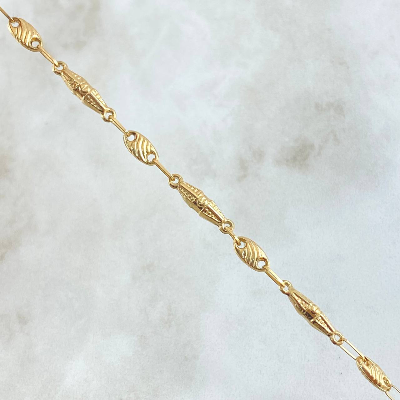 Pulso Rustico Dubai Rayado 3.45gr / 21cm-Oro Amarillo 18K